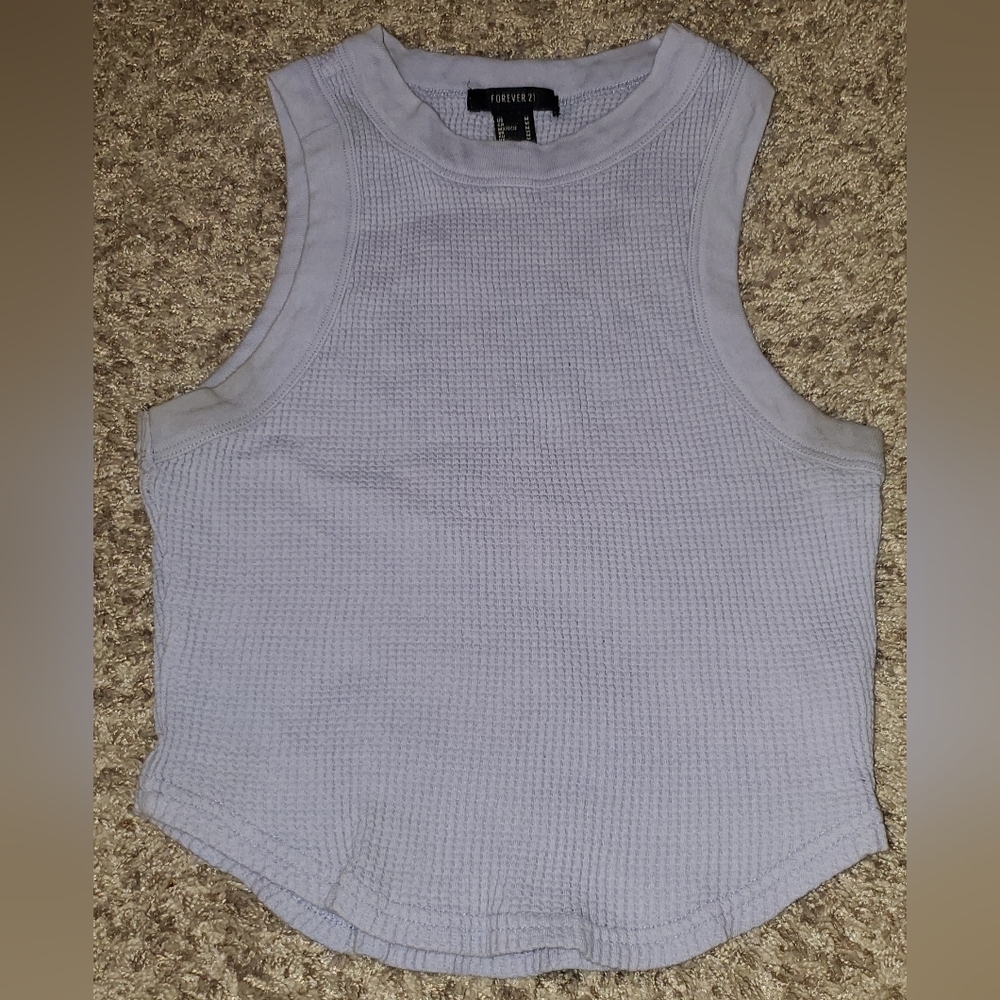 Light Blue Forever 21 Size Medium Waffle Knit Crop Top